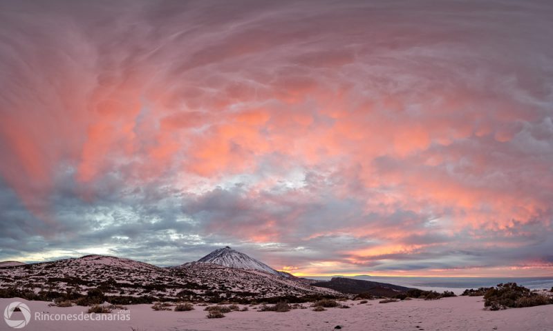 Triple gorro del Teide en el atardecer